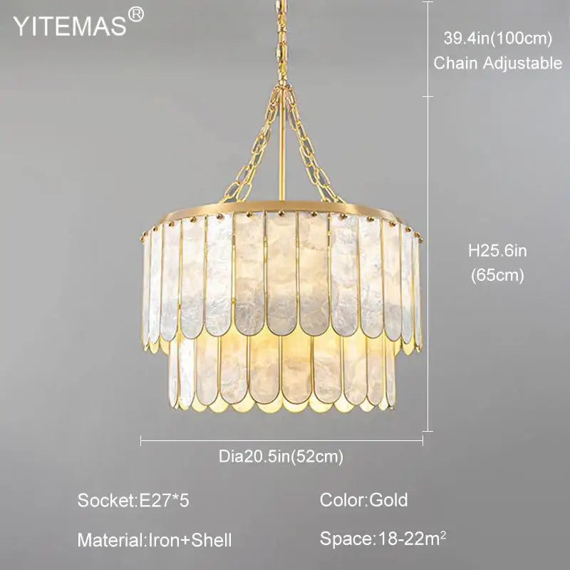 Gold Shell Tiered Chandelier