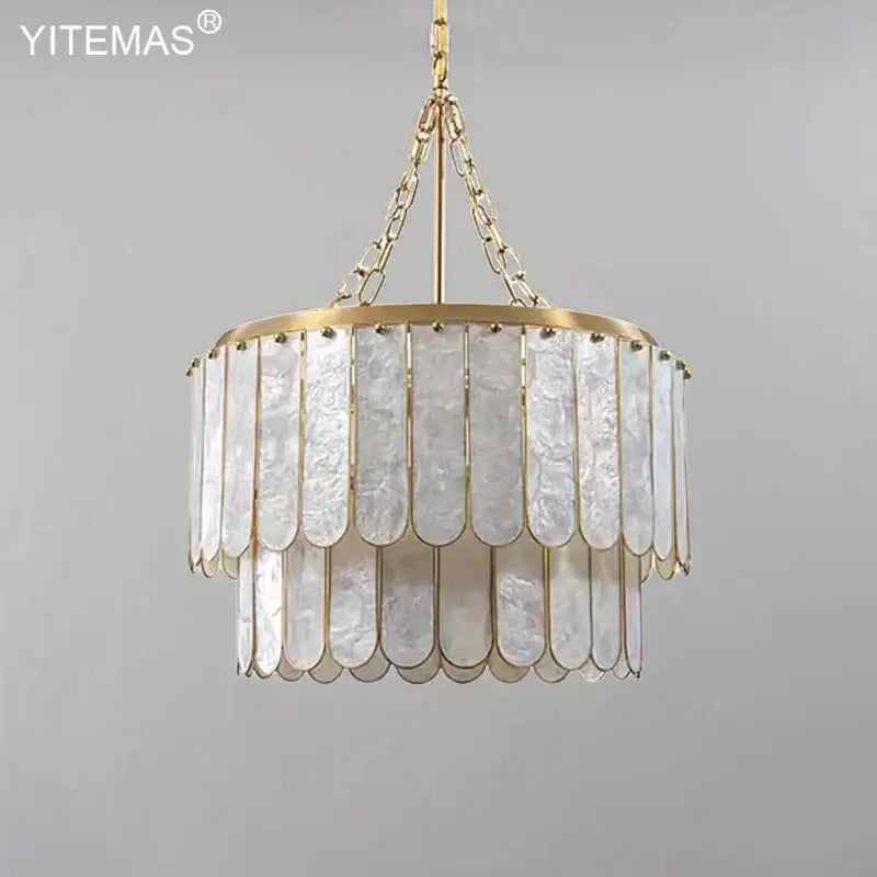 Gold Shell Tiered Chandelier