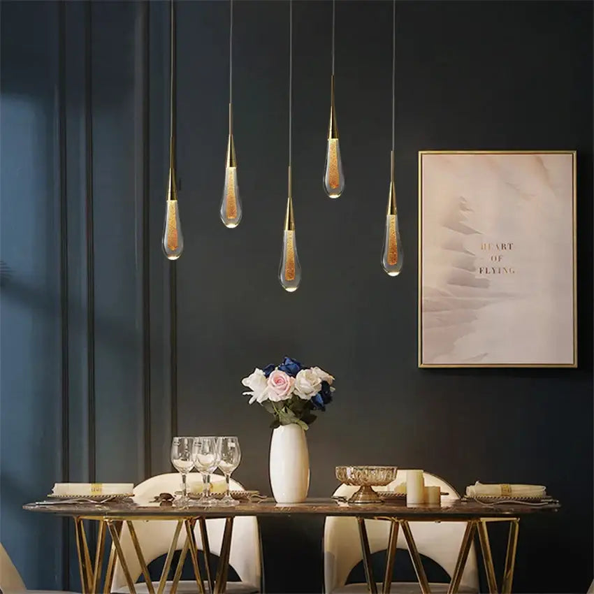 Gold Teardrop Dining Area Pendant Light