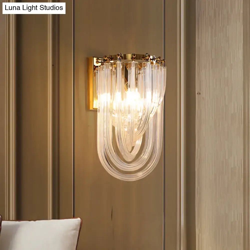 Gold Crystal Twisted Adjustable Wall Lamp