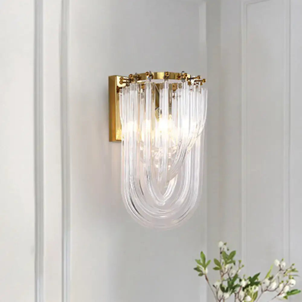 Gold Crystal Twisted Adjustable Wall Lamp