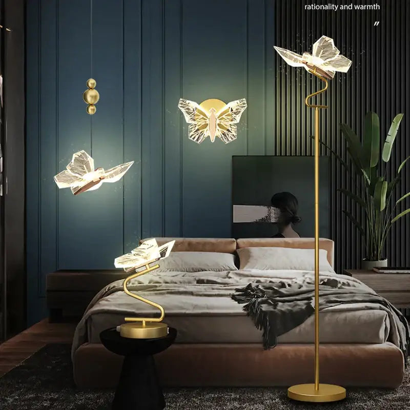 Gold Butterfly Floor Lamp Chandelier Style