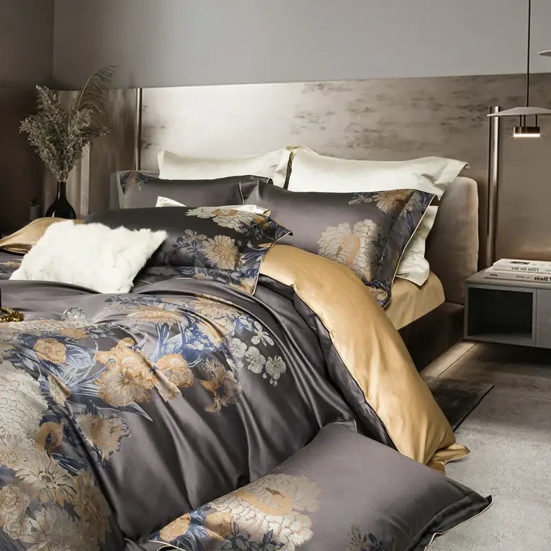Gray Gold Cotton Bedding