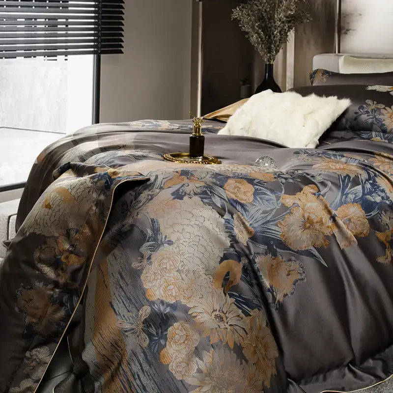 Gray Gold Cotton Bedding