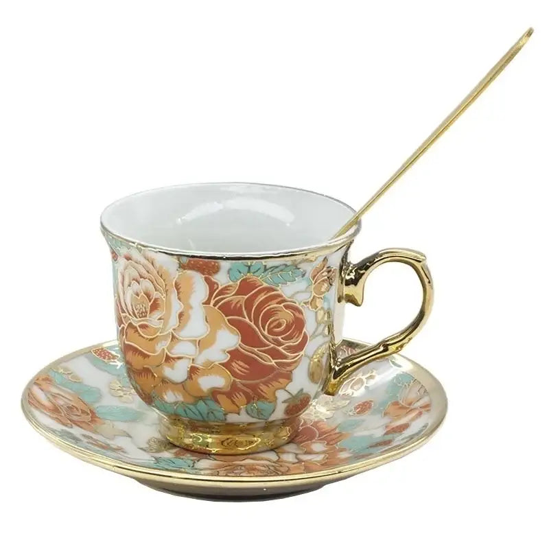 Floral Hand-Painted Ceramic Coffee Set
