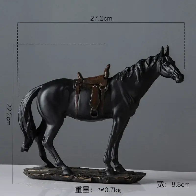 Black Resin Horse Statue Set Modern Decor