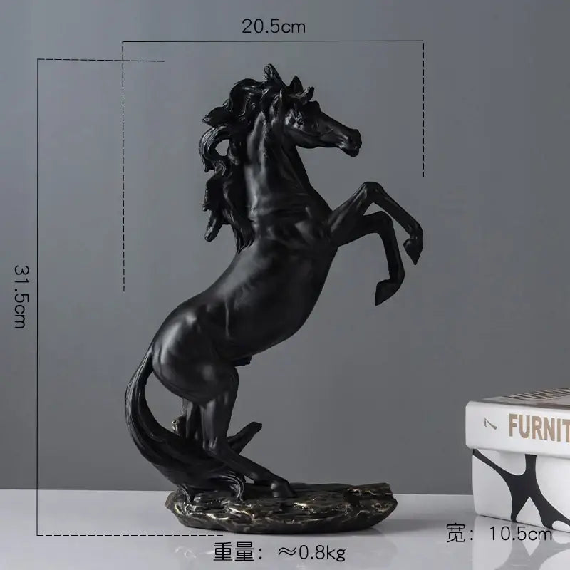 Black Resin Horse Statue Set Modern Decor