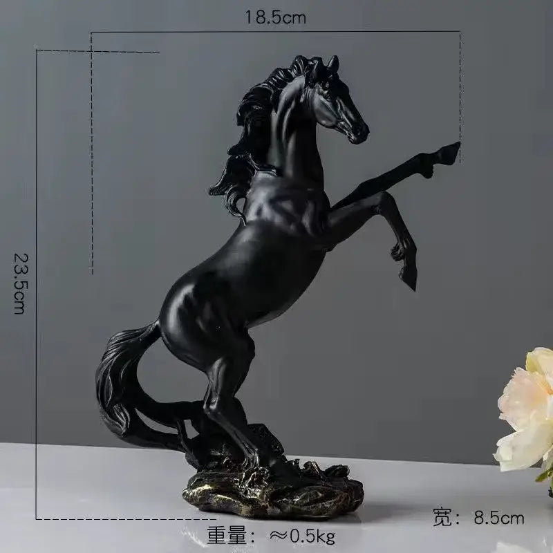 Black Resin Horse Statue Set Modern Decor