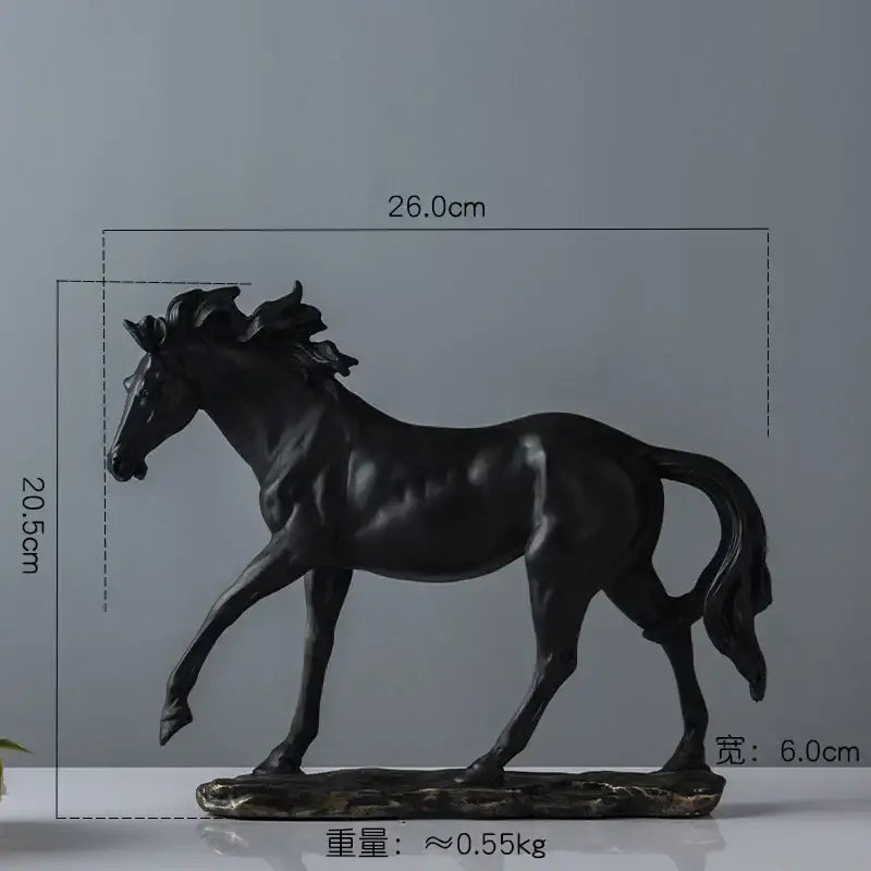 Black Resin Horse Statue Set Modern Decor