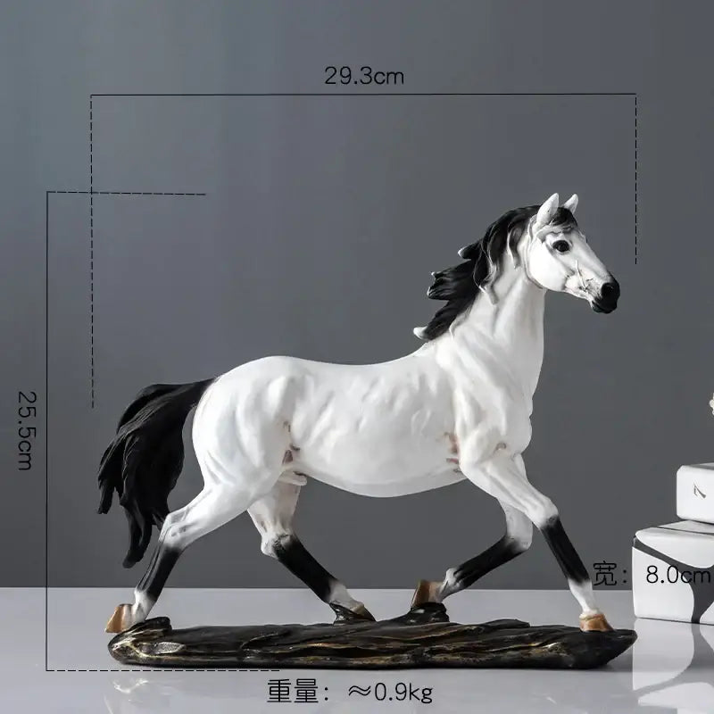 Black Resin Horse Statue Set Modern Decor