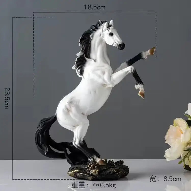 Black Resin Horse Statue Set Modern Decor