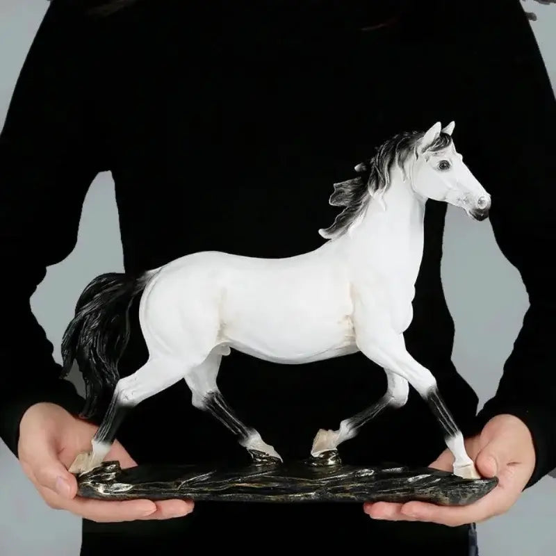 Black Resin Horse Statue Set Modern Decor