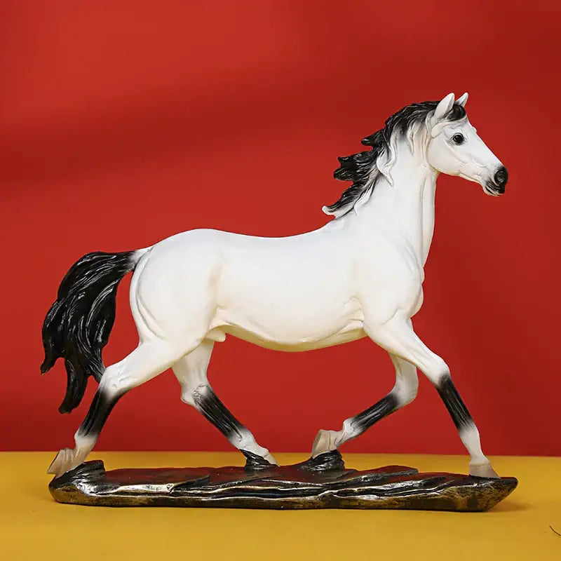 Black Resin Horse Statue Set Modern Decor