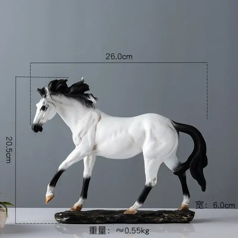 Black Resin Horse Statue Set Modern Decor
