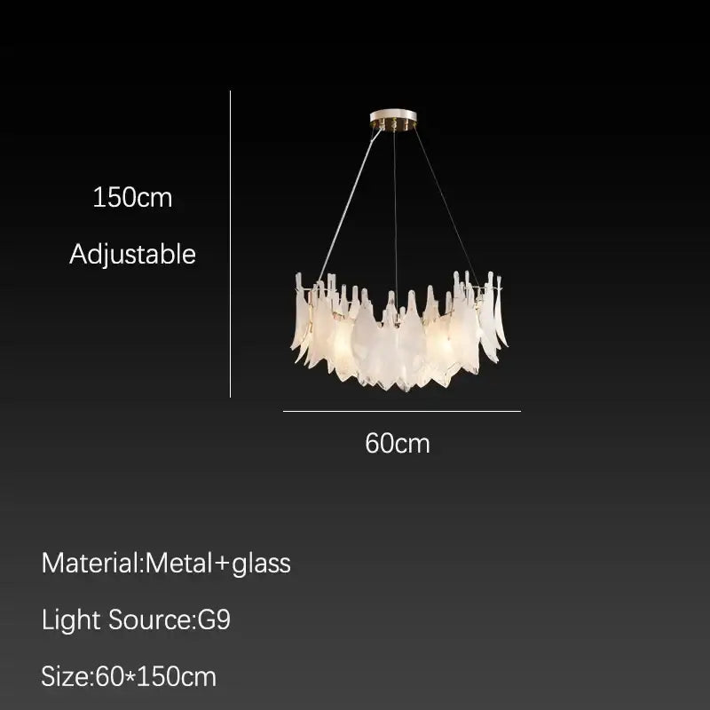 White Feather Glass Chandelier