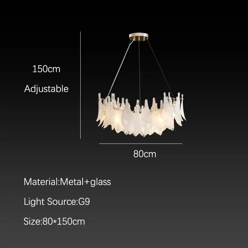 White Feather Glass Chandelier