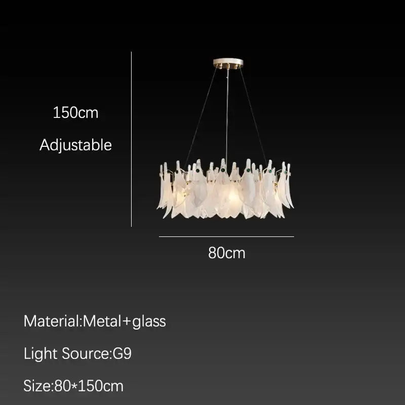 White Feather Glass Chandelier