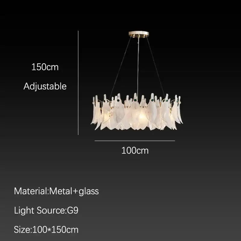 White Feather Glass Chandelier