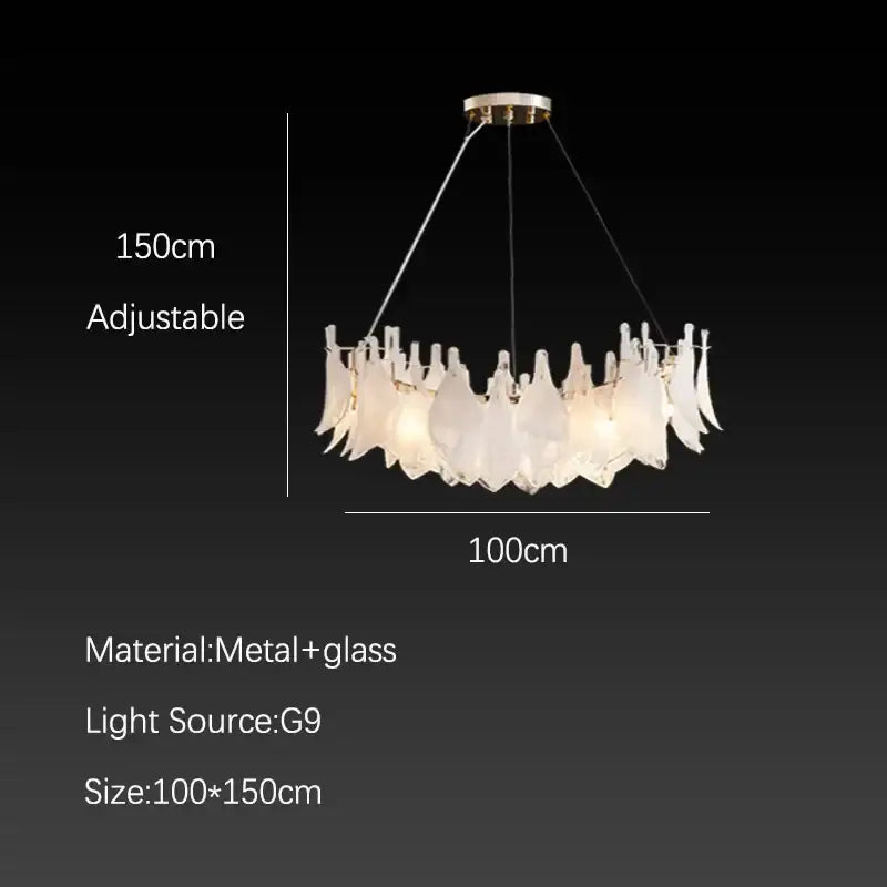 White Feather Glass Chandelier