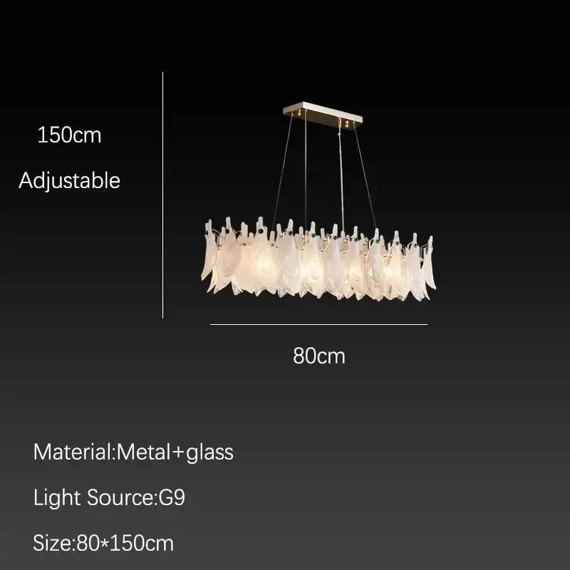 White Feather Glass Chandelier