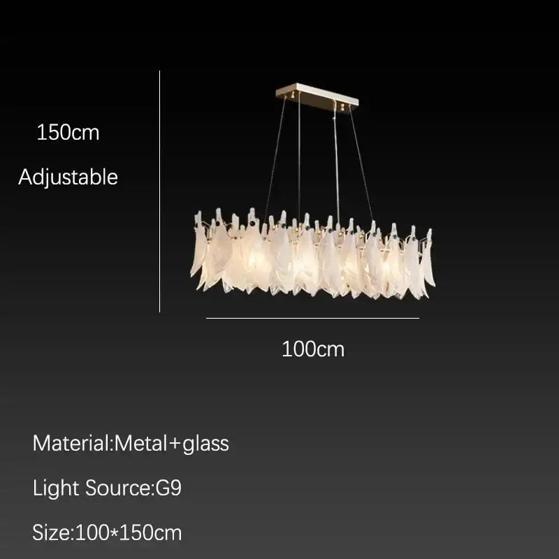 White Feather Glass Chandelier