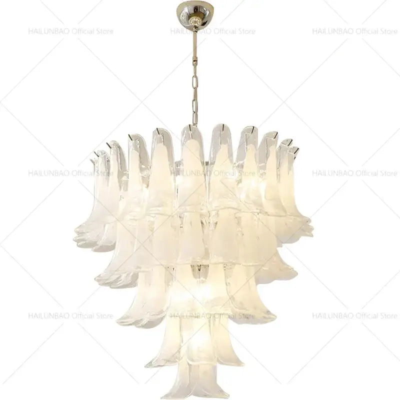 White Glass Petal Chandelier
