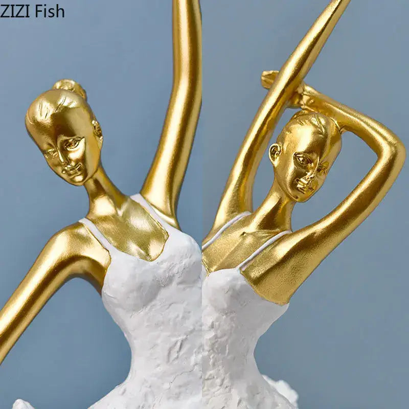 Gold Resin Ballet Sculpture