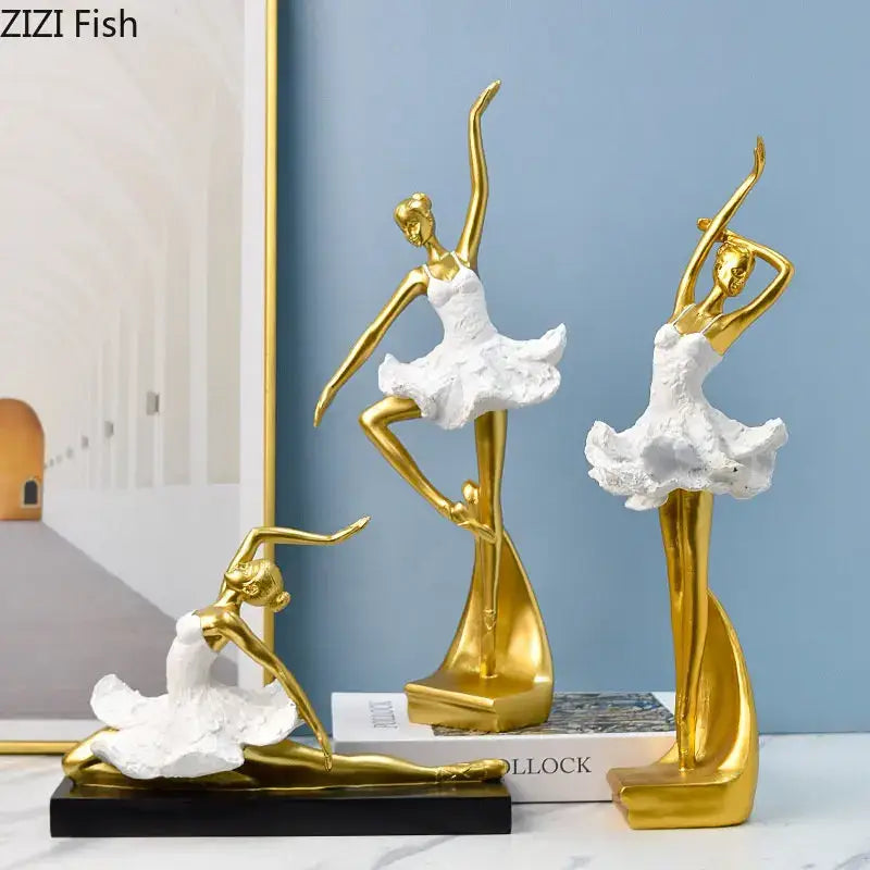 Gold Resin Ballet Sculpture