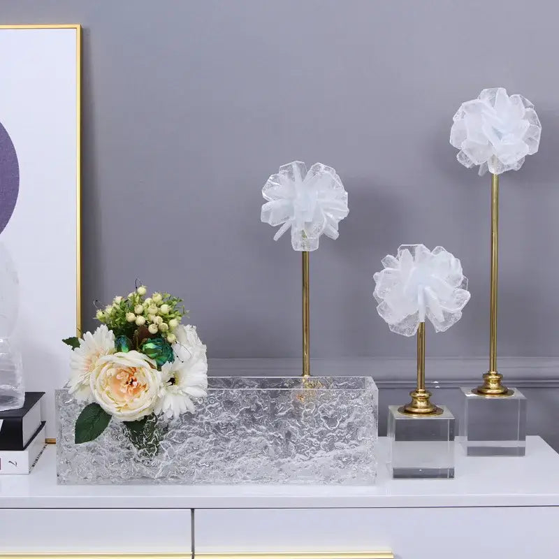 White Organza Glass Sculpture