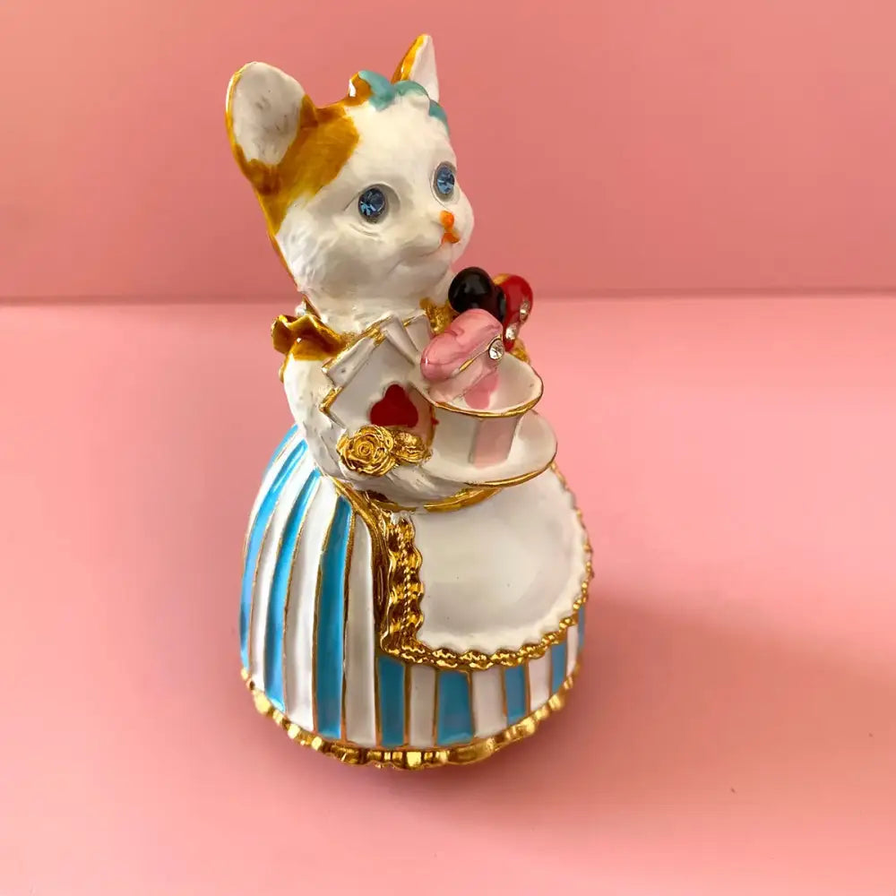 White Porcelain Cat Trinket Box