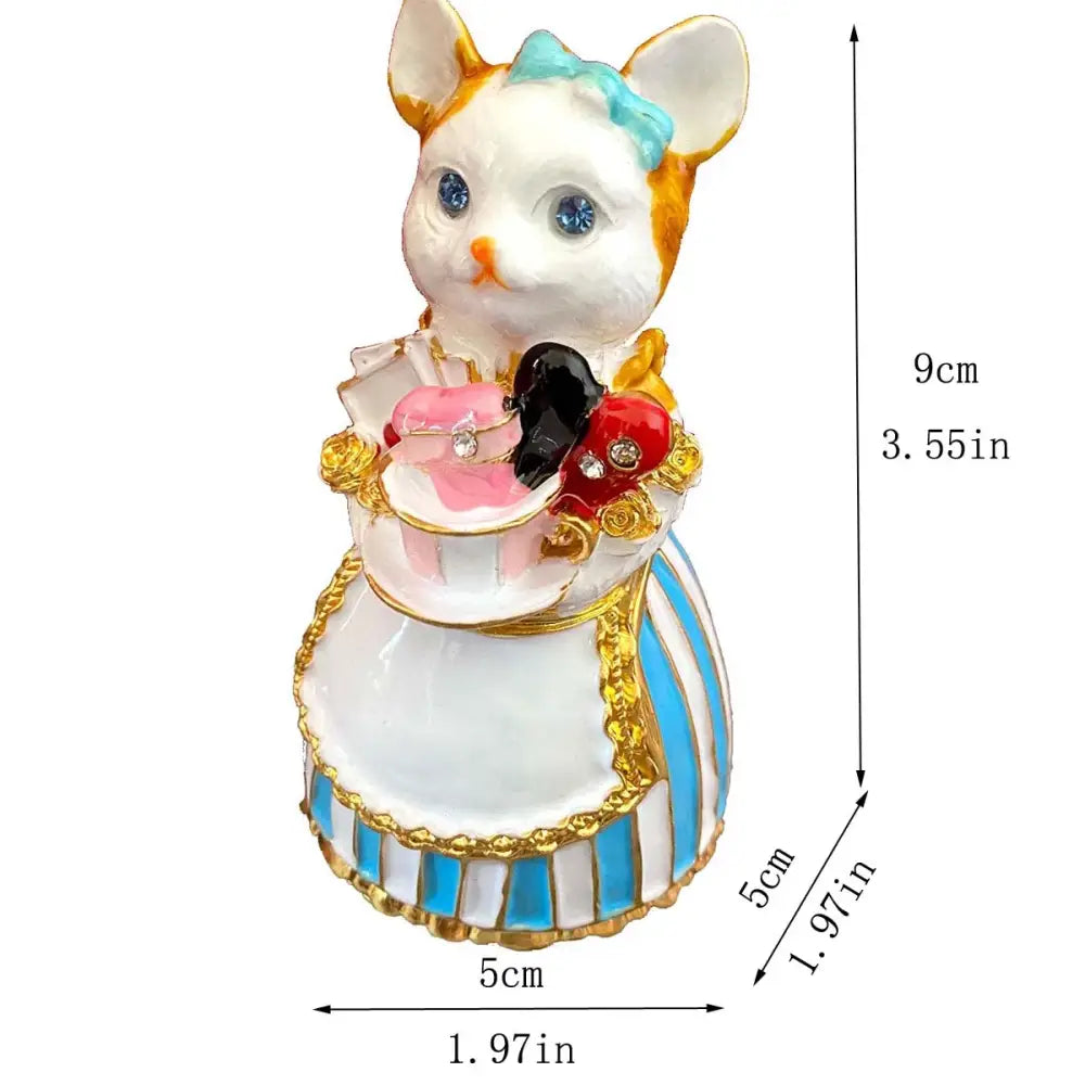 White Porcelain Cat Trinket Box