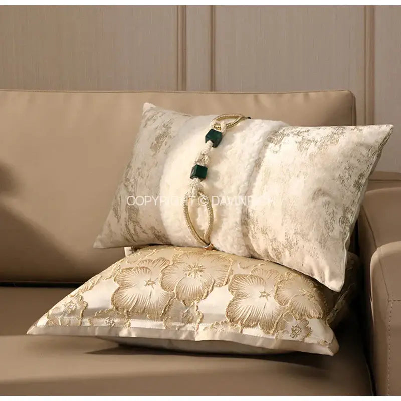 Champagne Floral Cushion Cover