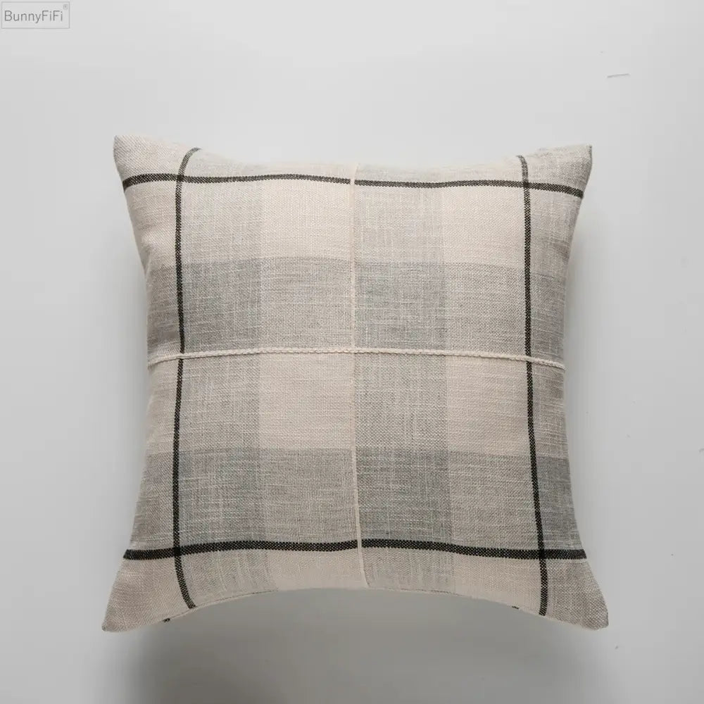 Brown Grey Stripe Cushion Cover
