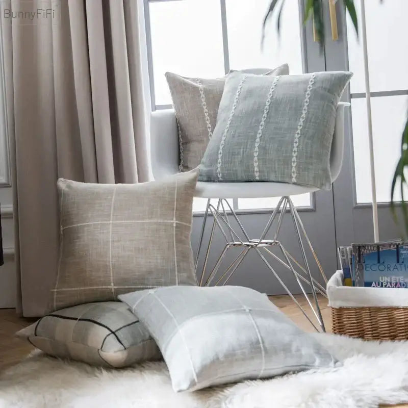 Brown Grey Stripe Cushion Cover