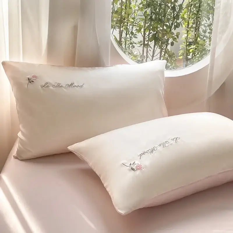 Cream Satin Ice Silk Bedding