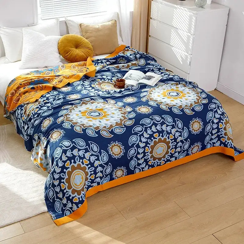 Blue Cotton Gauze Blanket
