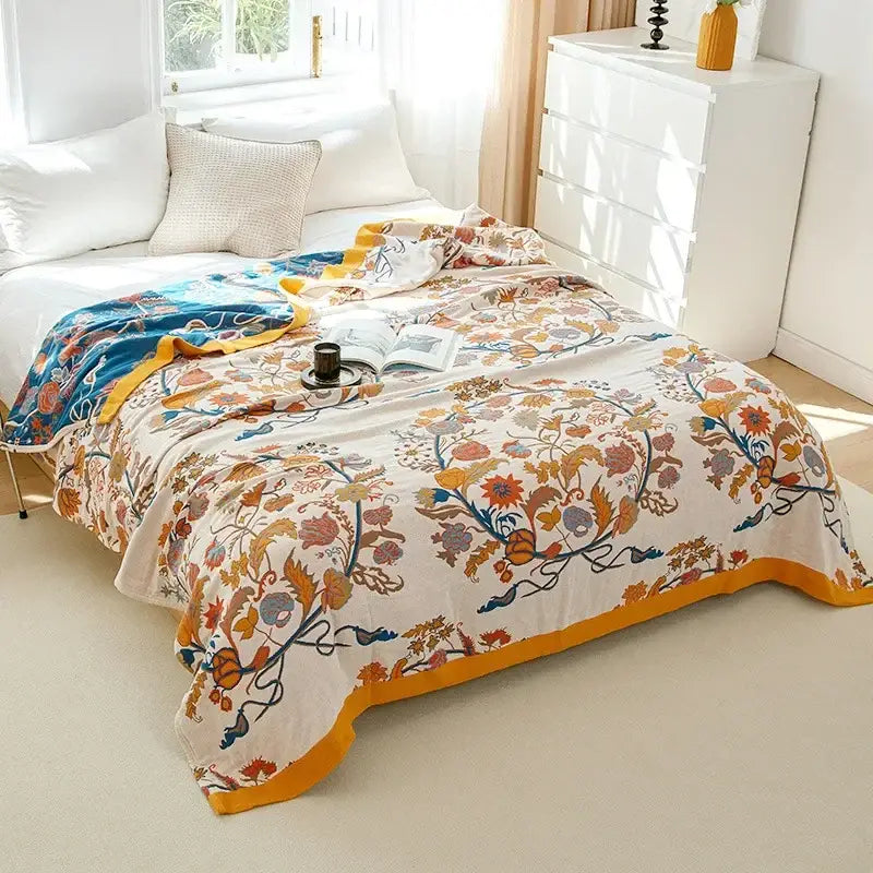 Blue Cotton Gauze Blanket