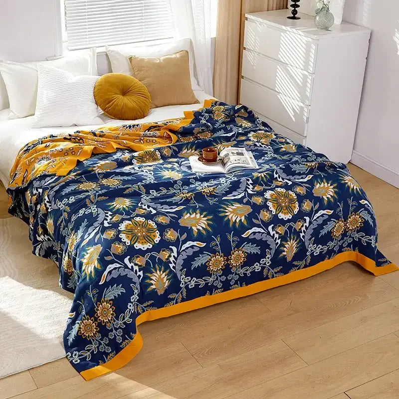 Blue Cotton Gauze Blanket