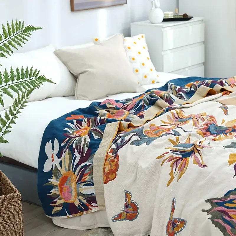 Blue Cotton Gauze Blanket