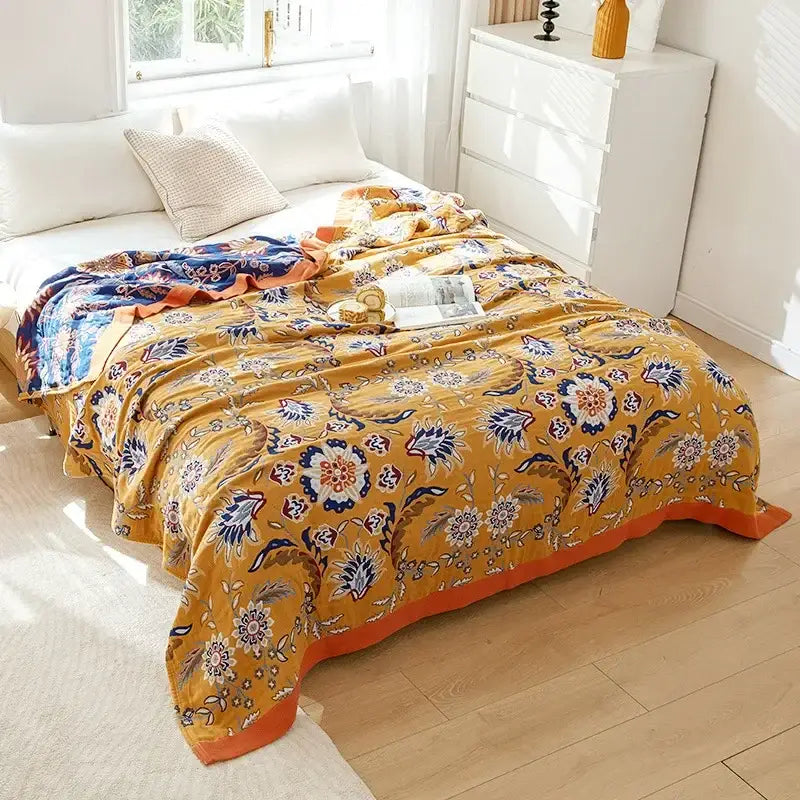 Blue Cotton Gauze Blanket