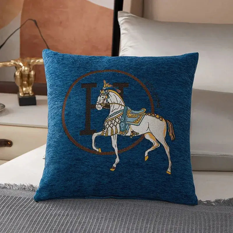 Embroidered Horse Cotton Pillow