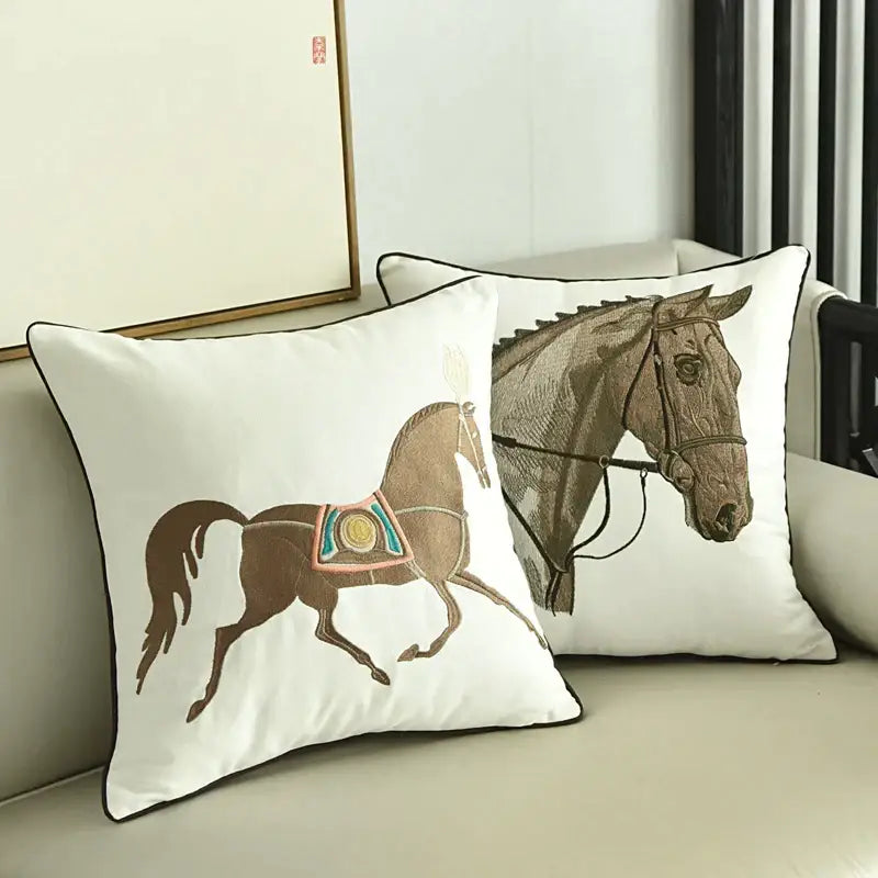 White Horse Pillowcase Cover