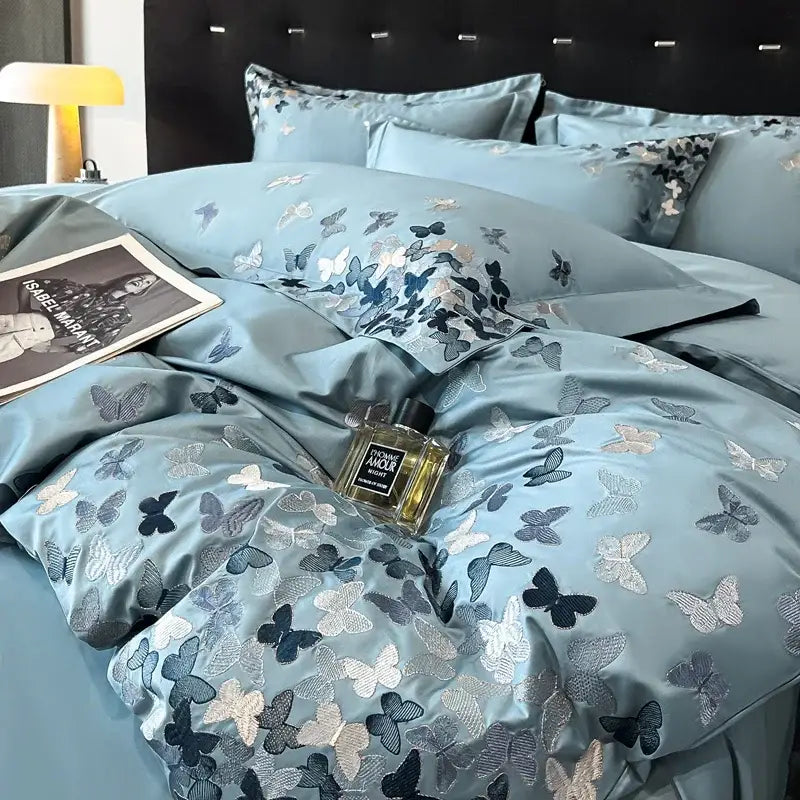 Blue Butterfly Bedding Set