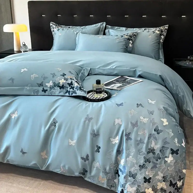 Blue Butterfly Bedding Set