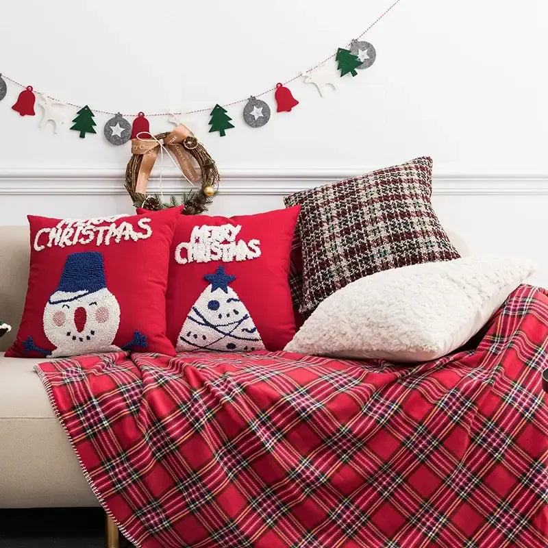 Red Snowman Pillow Cover