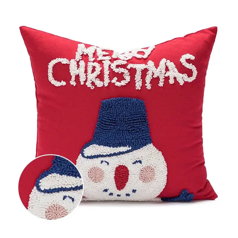 Red Snowman Pillow Cover