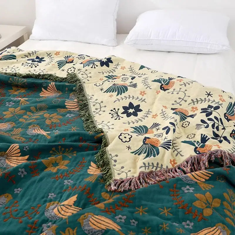 Teal Cotton Sofa Throw
