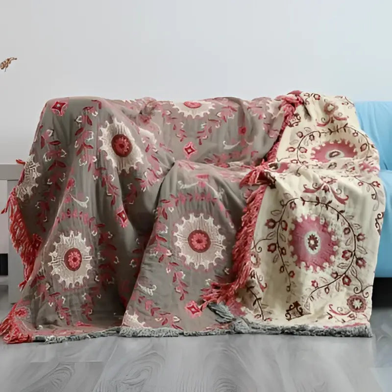 Teal Cotton Sofa Throw