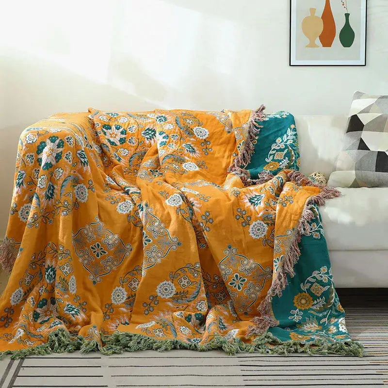 Teal Cotton Sofa Throw
