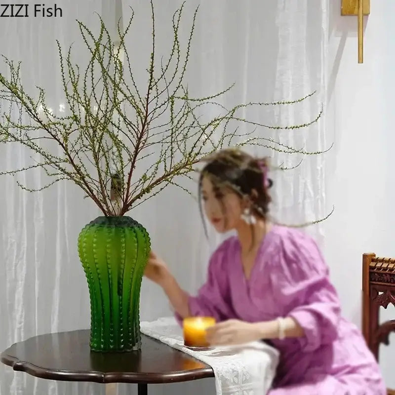 Frosted Glass Cactus Vase
